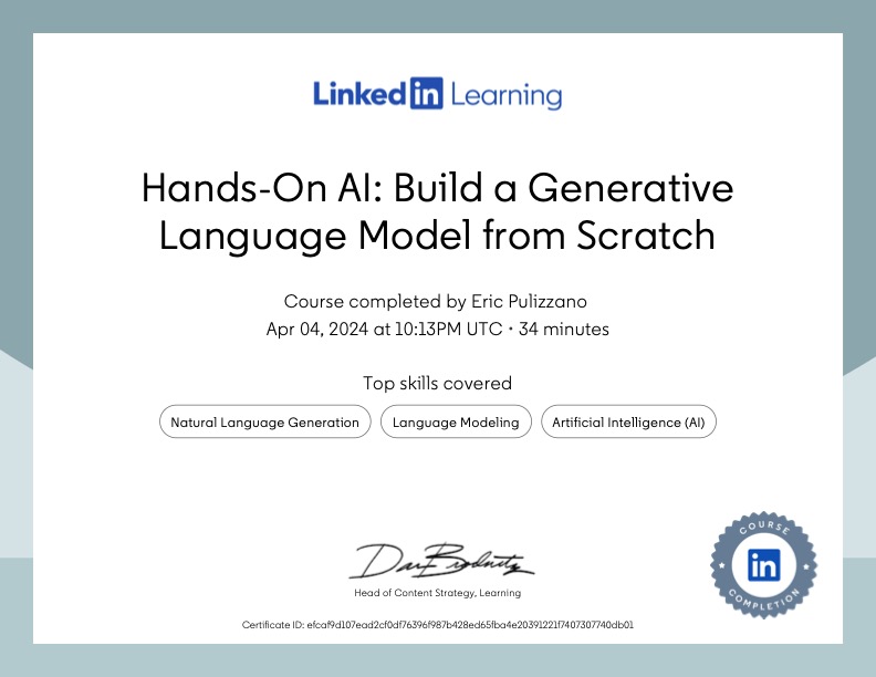 HandsOn AI Build a Generative Language Model from Scratch